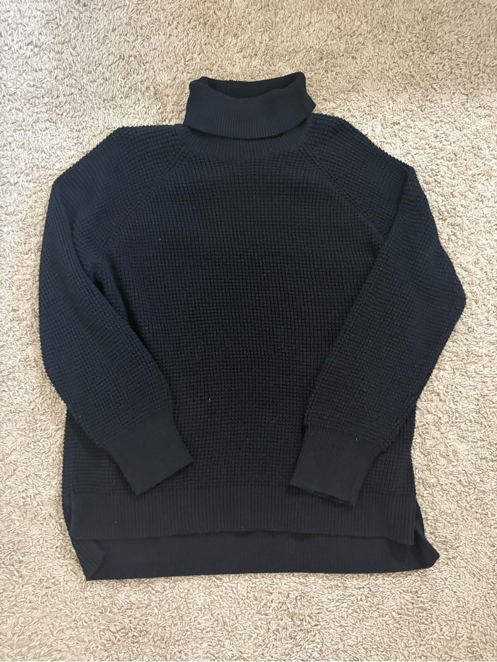 Michael Kors Men's Black Turtleneck Waffle-Knit Sweater